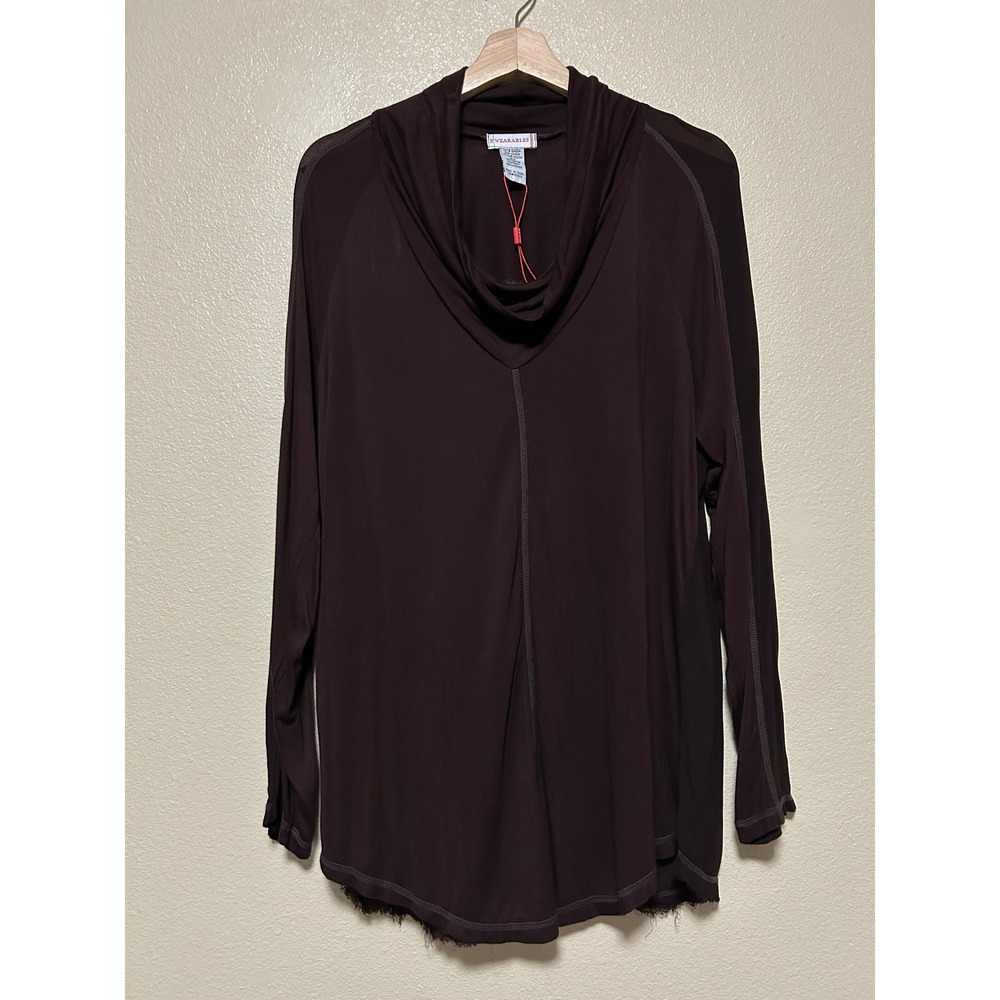 Wearables XCVI Womens XL Brown Chocolate Oversized Chiffon Boho Yoga Lagenlook